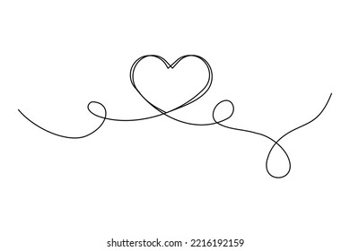 Line art heart one line. Single line. Contour symbol. Vector illustration. stock image. 