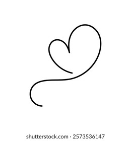 Line art heart shape on white background for valentines