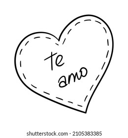 Line Art heart with text "Te amo"