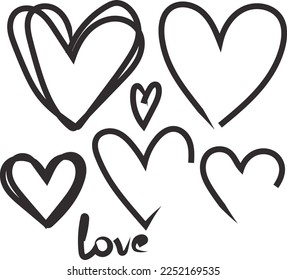 Line art of heart, valentine day celebration card