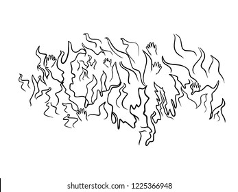 line art of hell is raging
