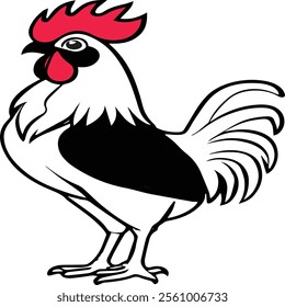 line art hen design with colorful