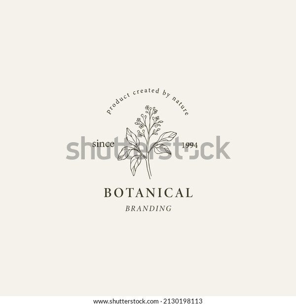 Line art\
henna plant logo. Botanical\
illustration