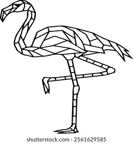 line art heron bird with color
