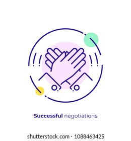 line art high five. Rised hands slap. Team building. Scalable vector icon in modern lineart style. outline elements vector illustration.