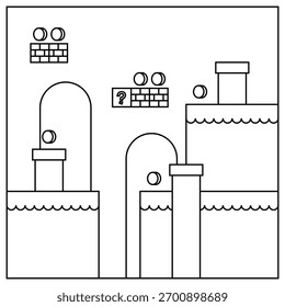 La línea de arte de fondo de juego alto