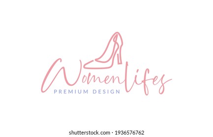 line art high heels beautiful logo vector symbol icon illustration design