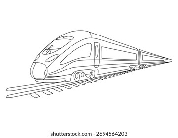 Arte de la línea de la ilustración del tren de alta velocidad en el Transporte del fondo blanco y concepto moderno de la Tecnología para los proyectos de diseño