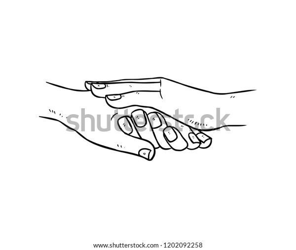 Line Art Holding Hands Stock Vector Royalty Free 1202092258