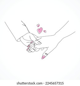 Line art holding hands vector line art