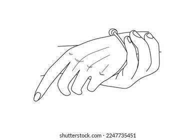 Line art holding hands vector illustration isolated