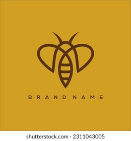 Line art honey bee logo vector