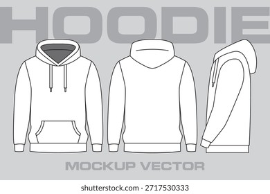 Line Art Sudadera con capucha Chaqueta de Vector Mockup