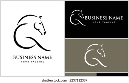 line art horse initial logo