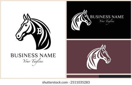line art horse letter b logo