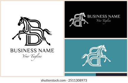 line art horse letter b logo