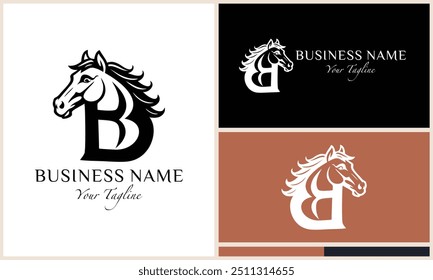 line art horse letter b logo