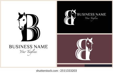 line art horse letter b logo