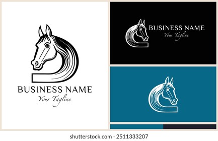 line art horse letter b logo