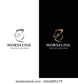 Line art horse logo design icon vector illustration