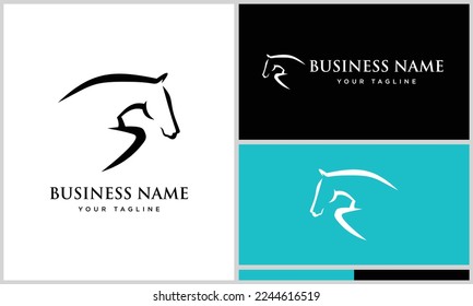 line art horse logo template