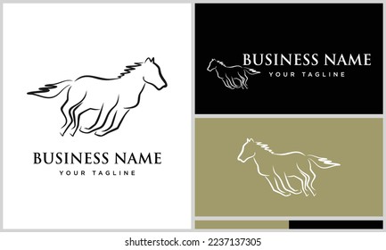 line art horse run logo