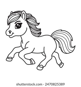 Line art of horse running cartoon vector