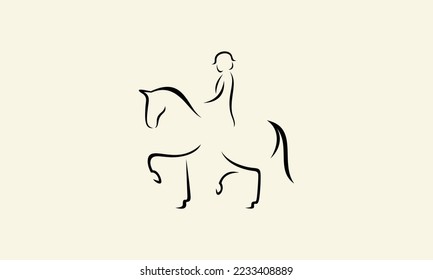 line art horseman logo design