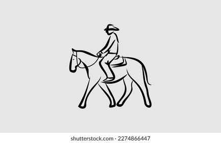Line art horseman logo design