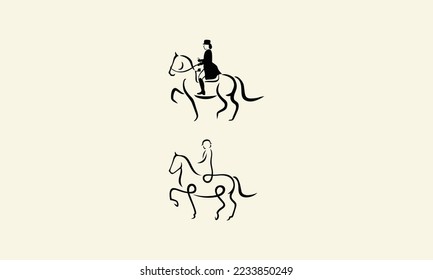 line art horseman logo template