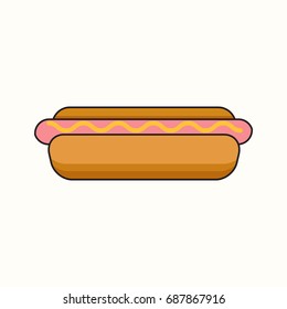 Line art hot dog vector illustration.