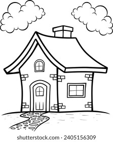 line art house home isolated on white background