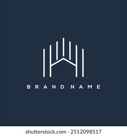 line art house initial H logo vector