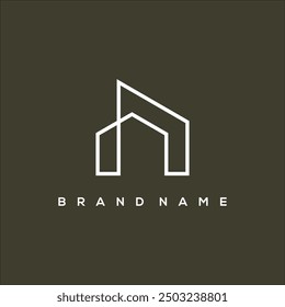 line art house with initial N and building logo vector