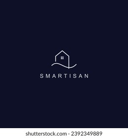 Line art house logo icon design template.