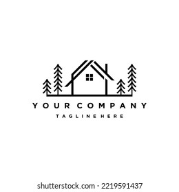 Line Art House Logo, Vektorgrafik Design, minimalistisches Logo-Design	
