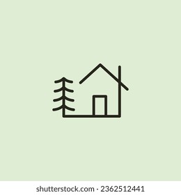 line art house tree logo icon vector illustration minimal, tree house with one line design
