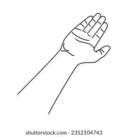 Line art of human hands, signs and gestures isolated vector illustrations on a white background