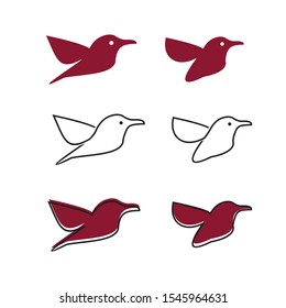 Line art humming bird creative logo template vector Animal design