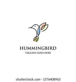 line art hummingbird colorful logo icon vector template