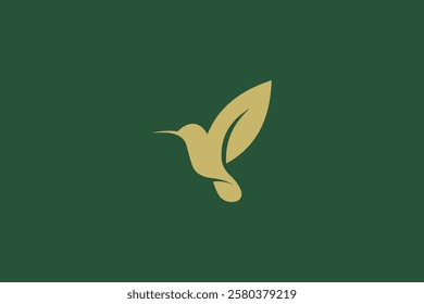 line art hummingbird and leaf wellness logo vector
