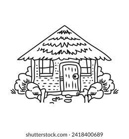 Line art The Hut doodle art vector 