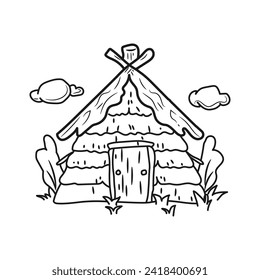 Arte de línea El vector de arte del doodle de Hut 