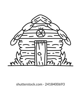Line art The Hut doodle art vector 