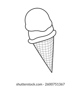 Line art of Ice Cream Cone Outline Illustration