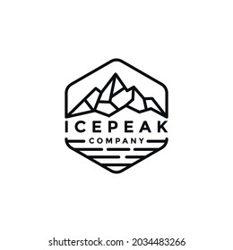 line art ice peak mountain logo vector illustration