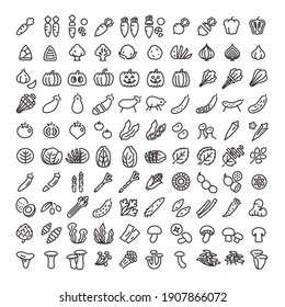 Line art icon 100 pieces No.08 (vegetables)