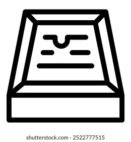 Line art icon of an ancient artifact, possibly a clay tablet or stone inscription, representing a museum exhibit