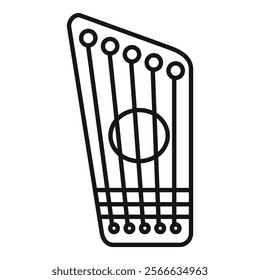 Line art icon of an ancient lyre, a stringed musical instrument associated with classical antiquity and historical music