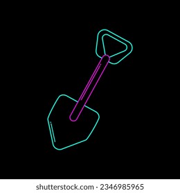 Line art icon of beach shovel, neon color